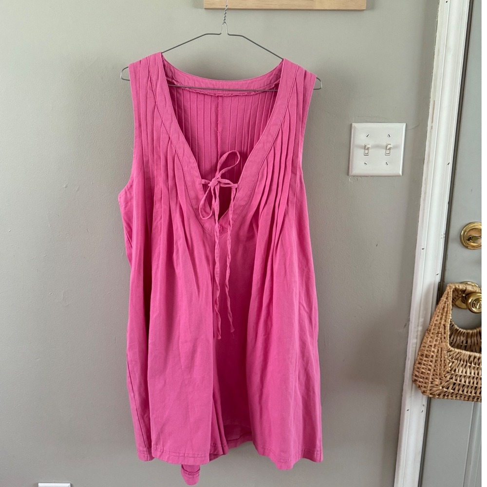 Front Tie Denim Romper